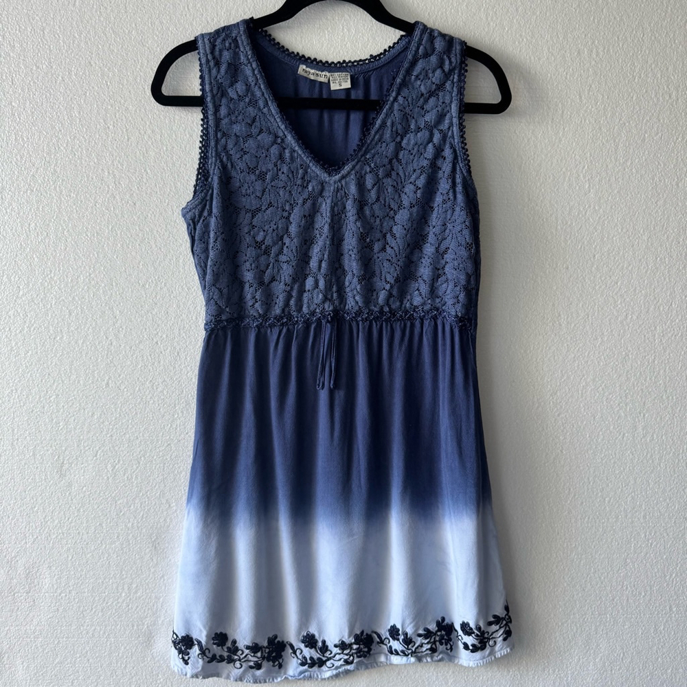 Raya Sun Dress Size S Blue Ombre Lace Sleeveless